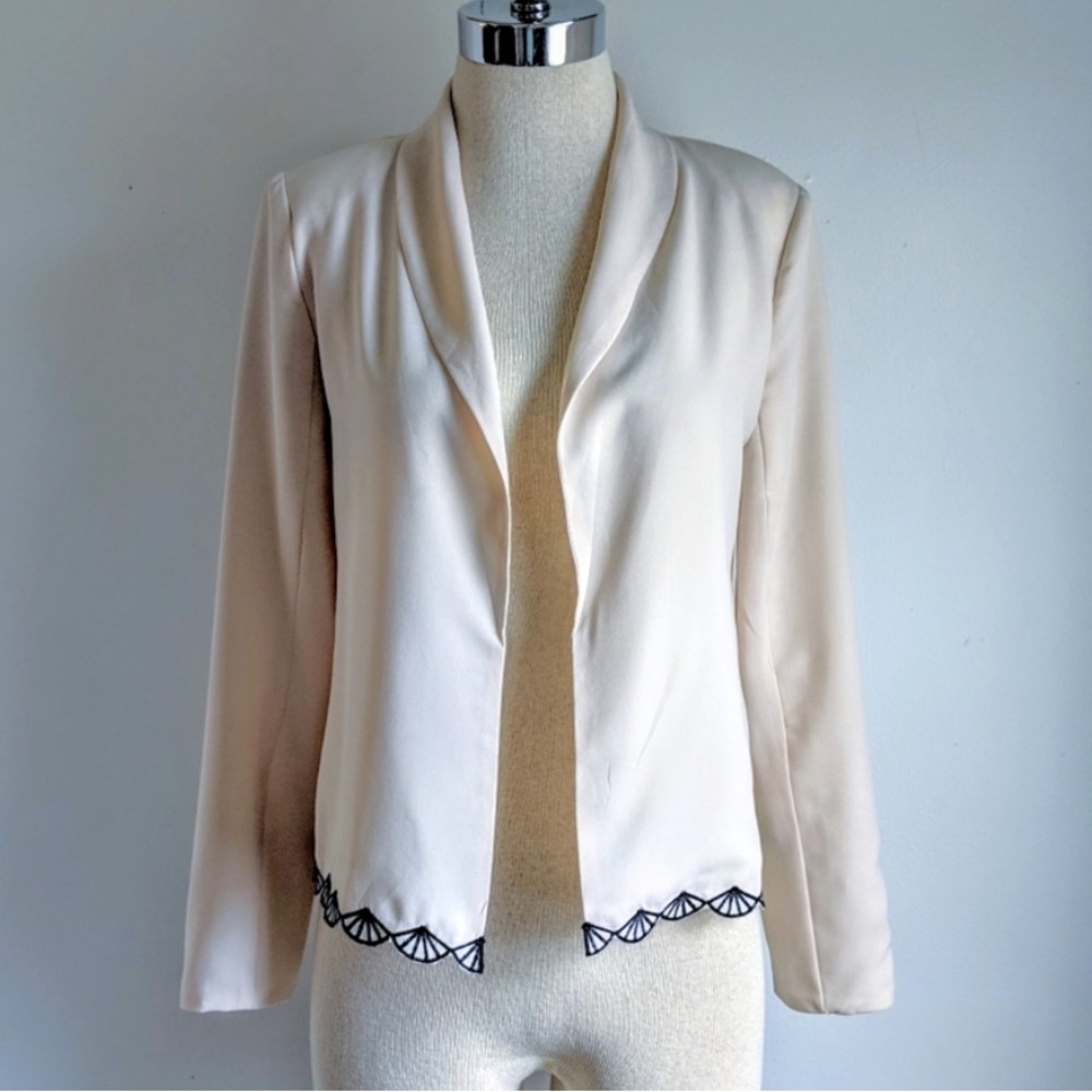 Crepe Blazer with Scallop Detailing